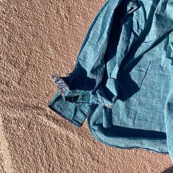 Robert Graham Teal Shirt with Patterned Accents - Picture 9 of 9